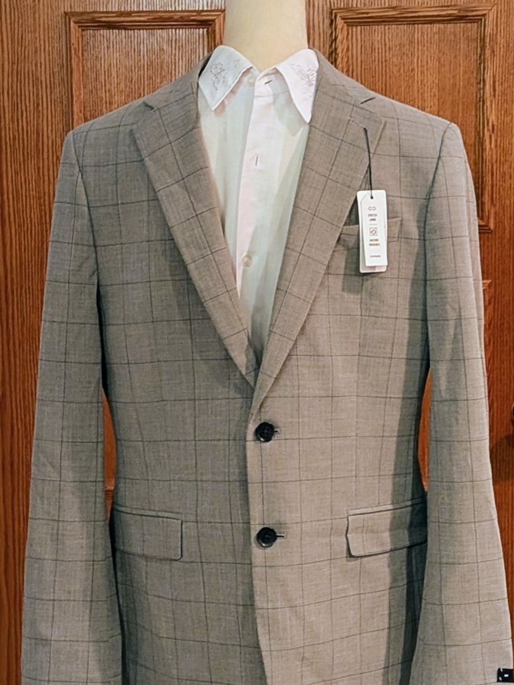 Express Light Gray Windowpane Sport Coat